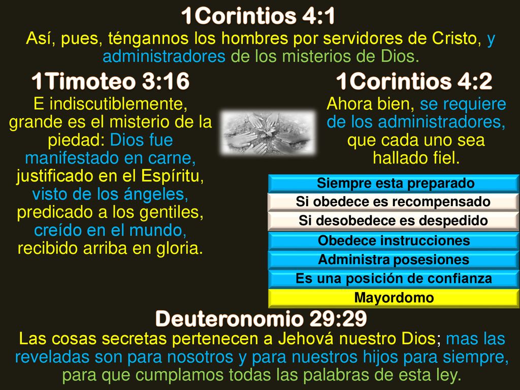 1Corintios 4:1 1Timoteo 3:16 1Corintios 4:2