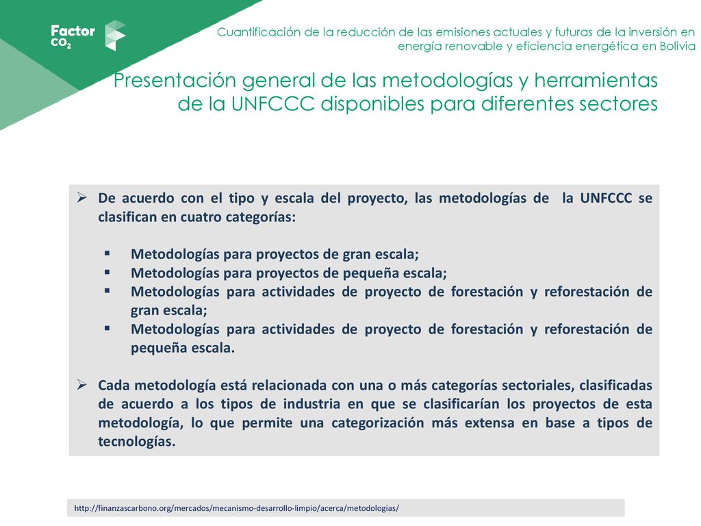 Presentación general de las metodologías y herramientas de la UNFCCC disponibles para diferentes sectores