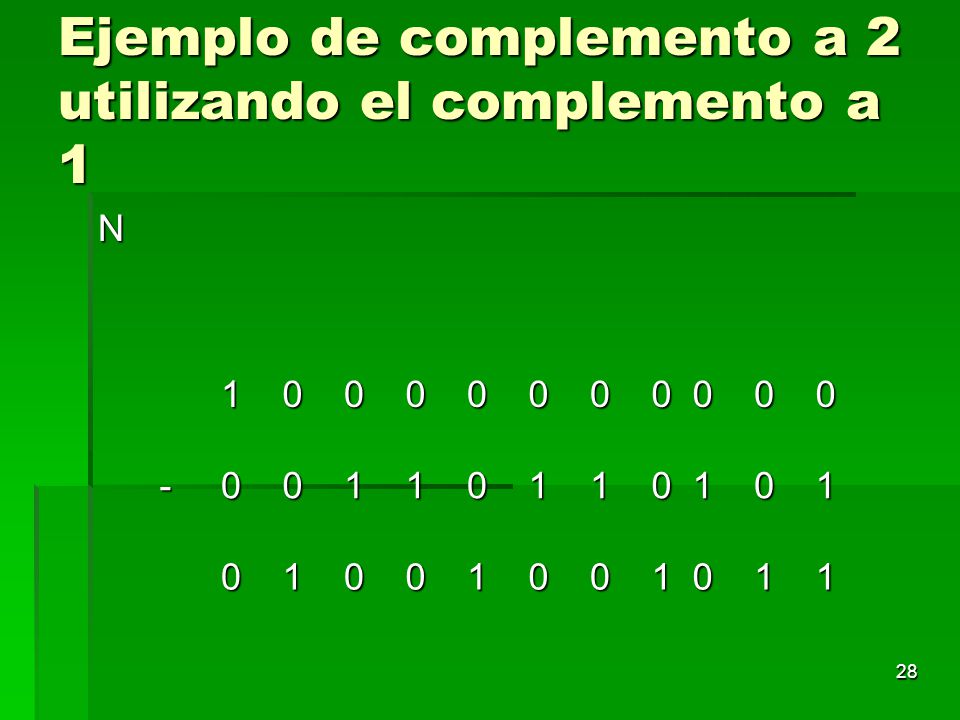 Ejemplo de complemento a 2 utilizando el complemento a 1