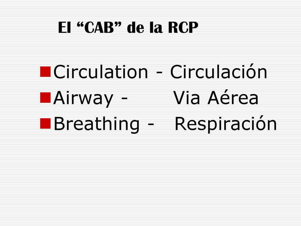 Circulation - Circulación Airway - Via Aérea Breathing - Respiración