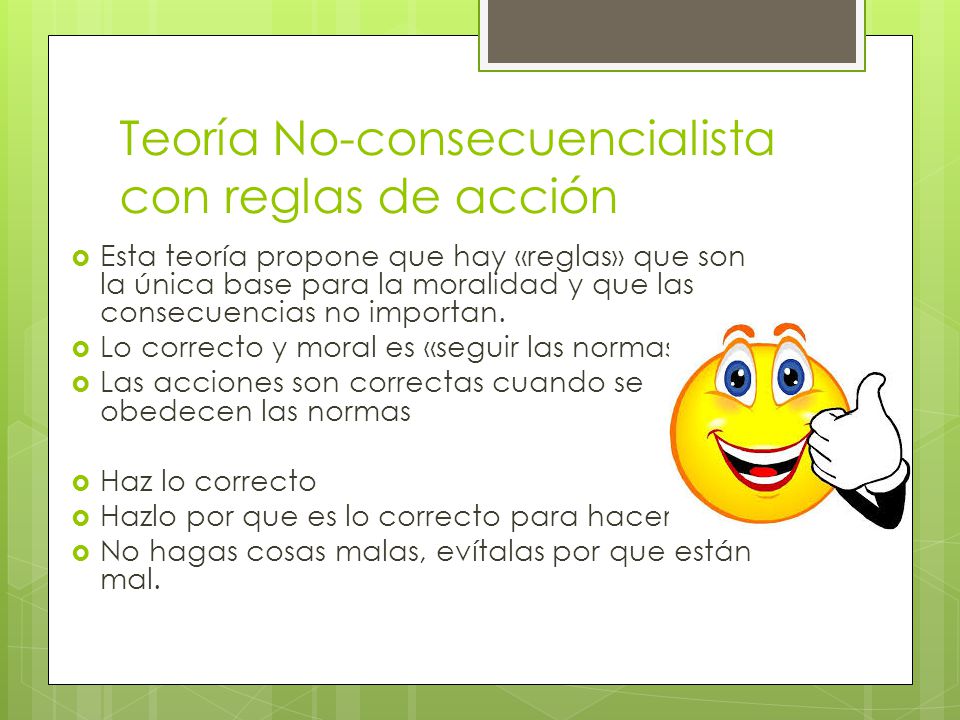 Teoría No-consecuencialista con reglas de acción