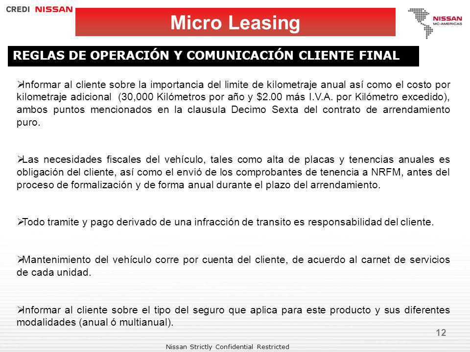 Micro Leasing REGLAS DE OPERACIÓN Y COMUNICACIÓN CLIENTE FINAL