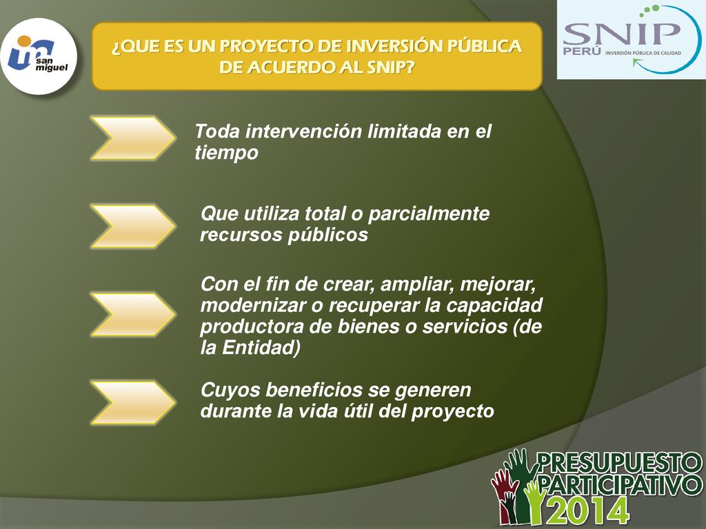 ¿QUE ES UN PROYECTO DE INVERSIÓN PÚBLICA DE ACUERDO AL SNIP