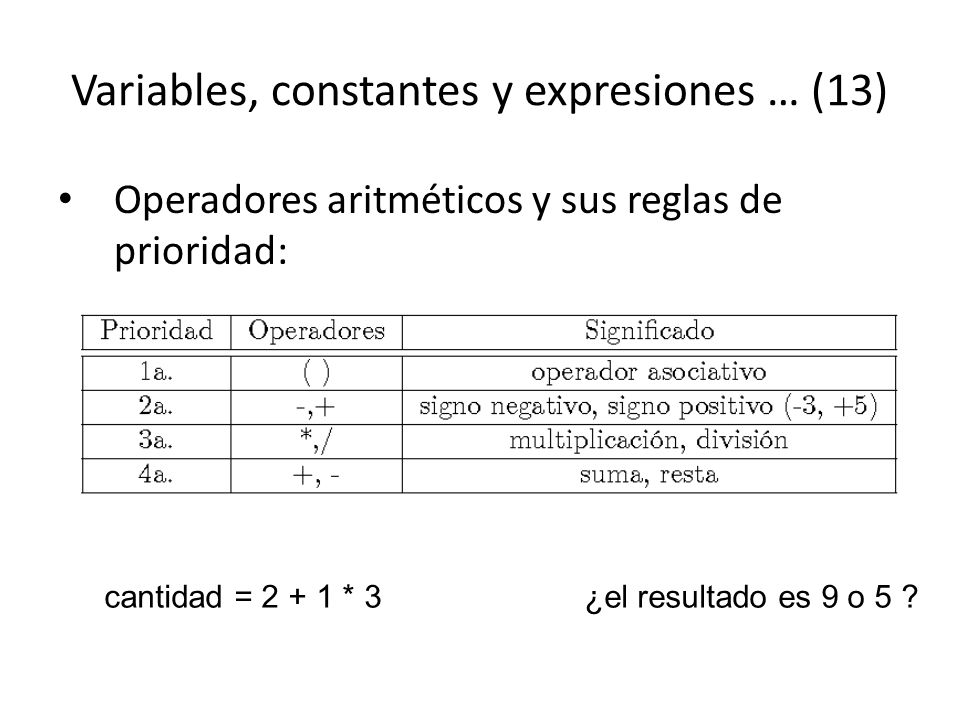 Variables, constantes y expresiones … (13)
