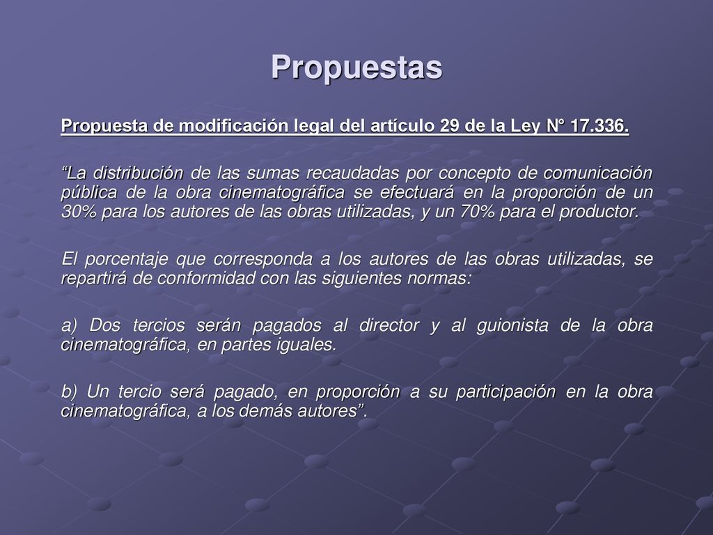 Propuestas Propuesta de modificación legal del artículo 29 de la Ley N°