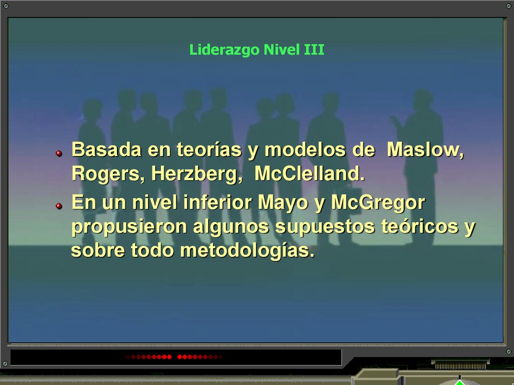 Basada en teorías y modelos de Maslow, Rogers, Herzberg, McClelland.