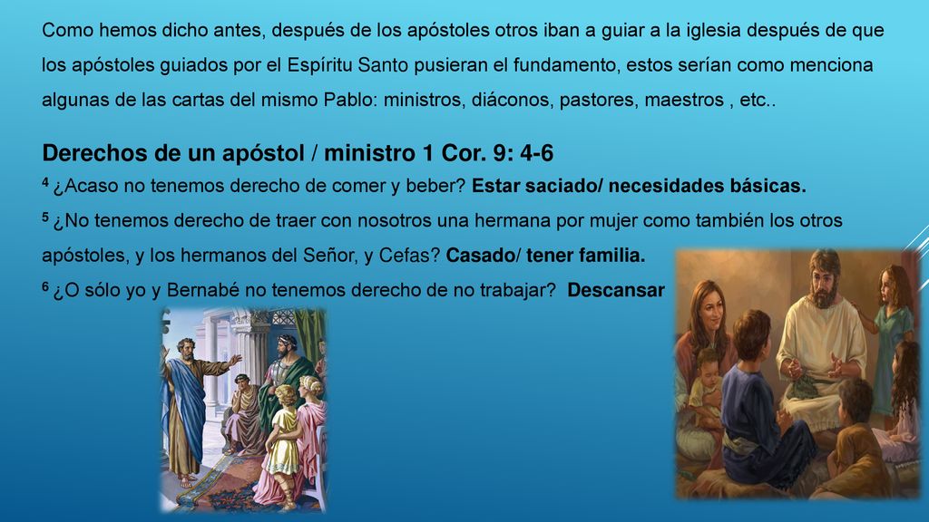 Derechos de un apóstol / ministro 1 Cor. 9: 4-6