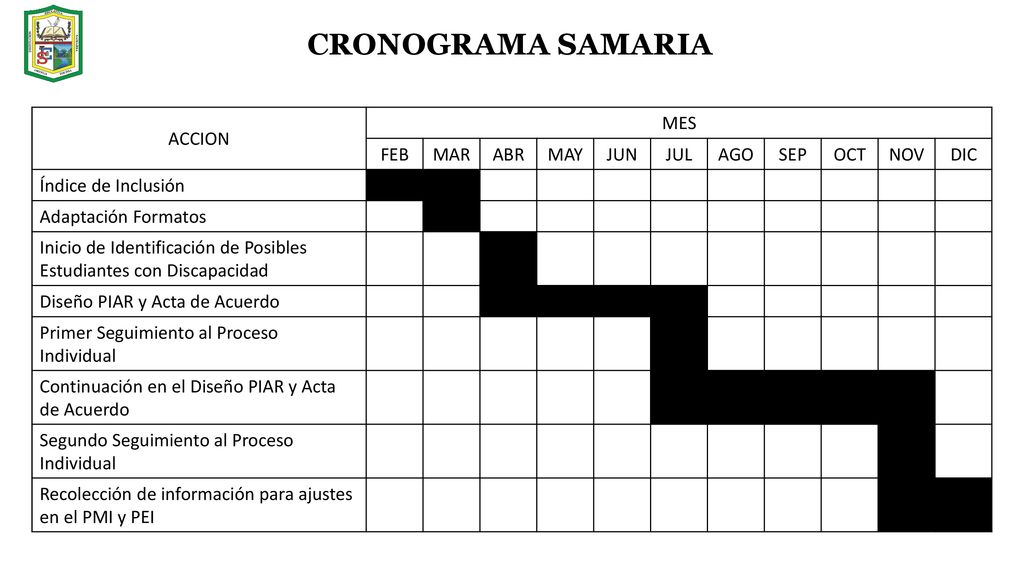 CRONOGRAMA SAMARIA ACCION MES FEB MAR ABR MAY JUN JUL AGO SEP OCT NOV