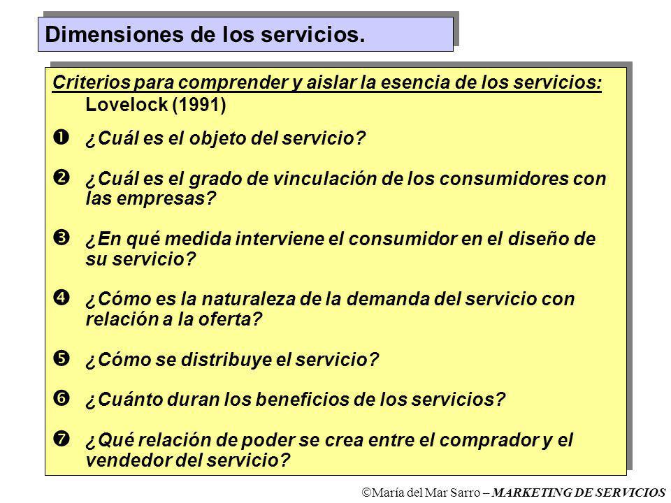 Dimensiones de los servicios.