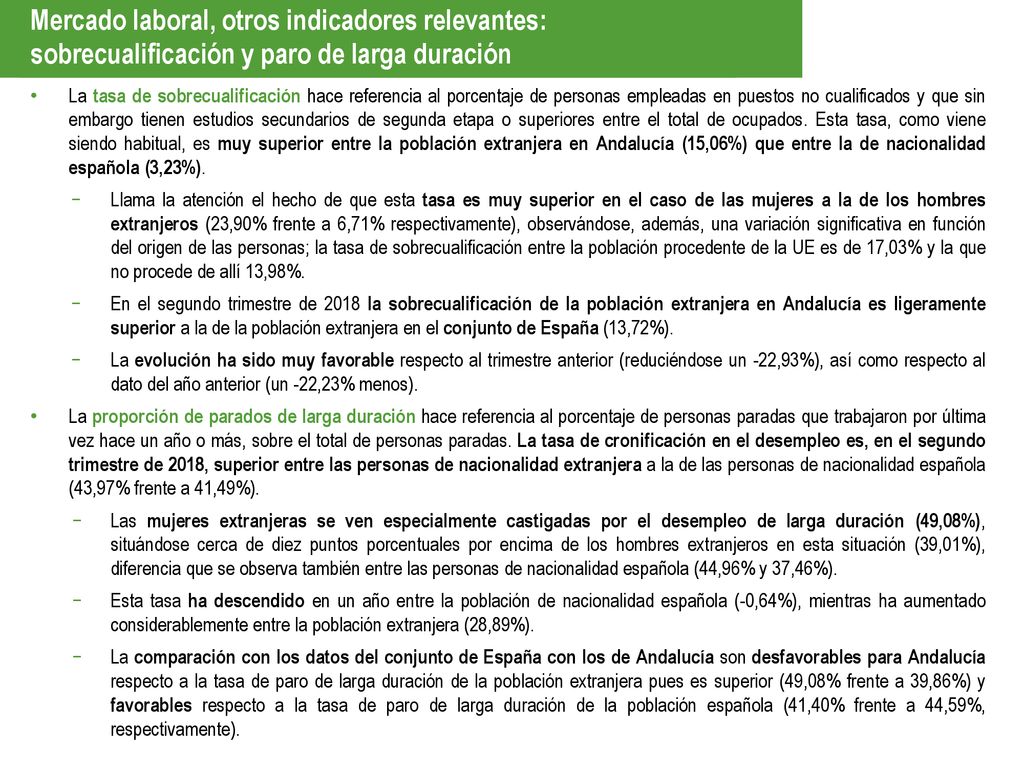 Mercado laboral, otros indicadores relevantes: sobrecualificación y paro de larga duración