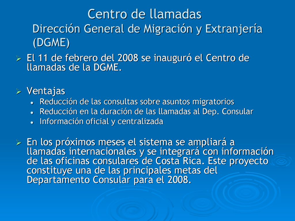 Centro de llamadas Dirección General de Migración y Extranjería (DGME)