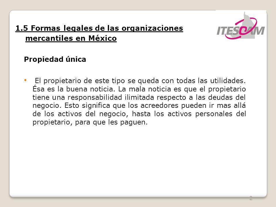 1 5 Formas Legales De Las Organizaciones Mercantiles En Mexico