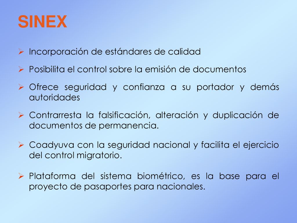 SINEX Incorporación de estándares de calidad