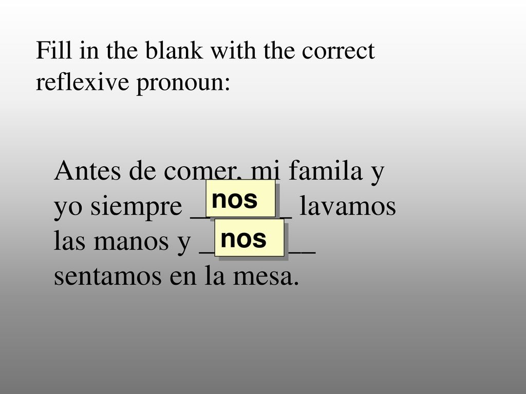 Fill in the blank with the correct reflexive pronoun: