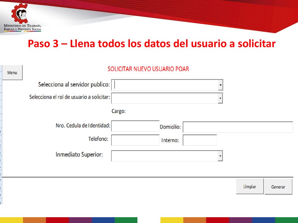 Paso 3 – Llena todos los datos del usuario a solicitar