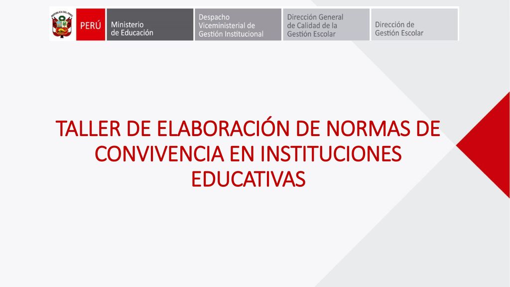 TALLER DE ELABORACIÓN DE NORMAS DE CONVIVENCIA EN INSTITUCIONES EDUCATIVAS