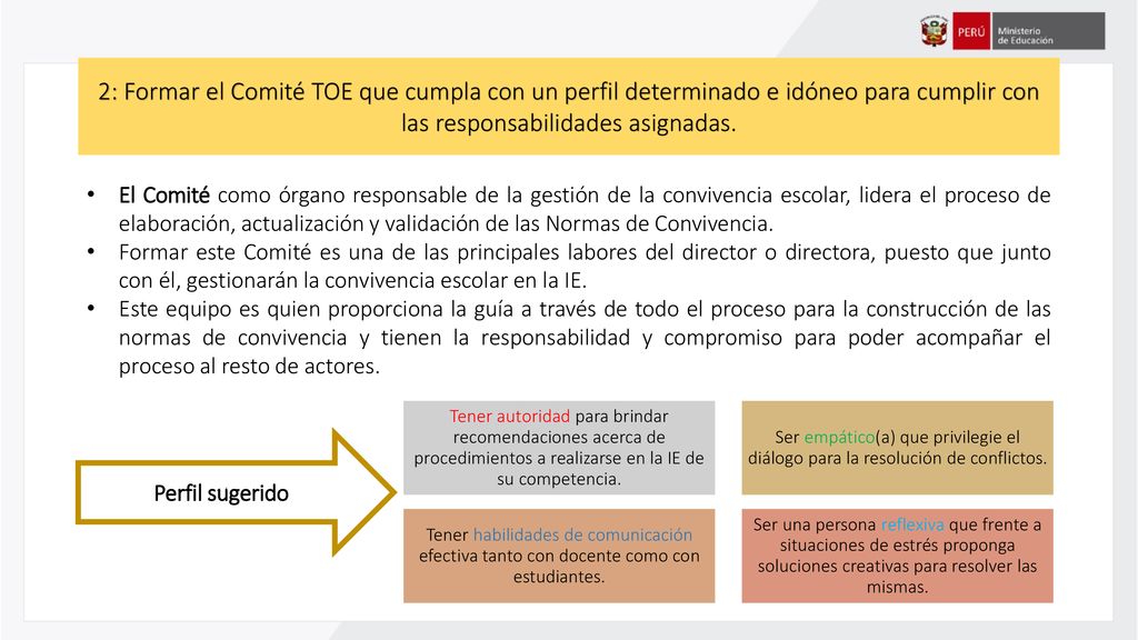 2: Formar el Comité TOE que cumpla con un perfil determinado e idóneo para cumplir con las responsabilidades asignadas.