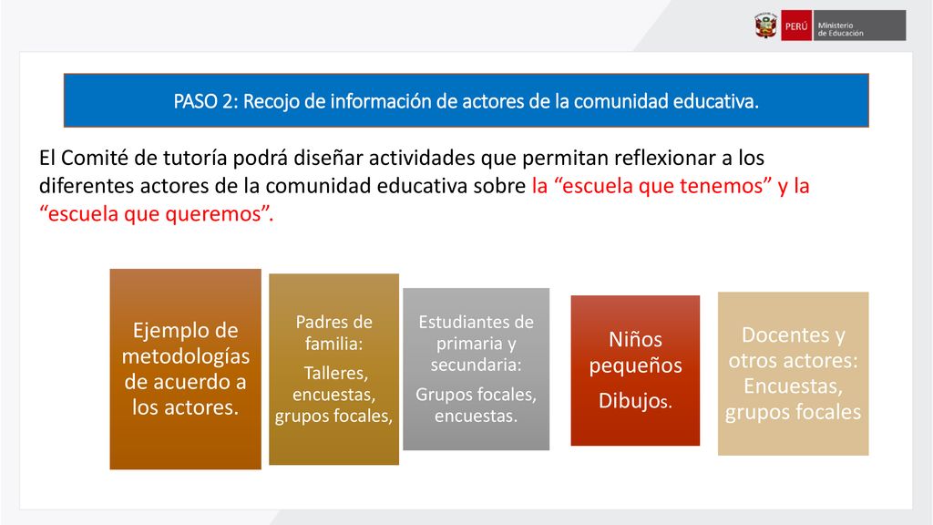 PASO 2: Recojo de información de actores de la comunidad educativa.
