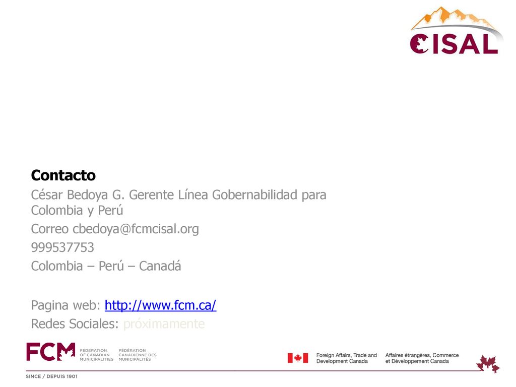 Contacto César Bedoya G. Gerente Línea Gobernabilidad para Colombia y Perú. Correo