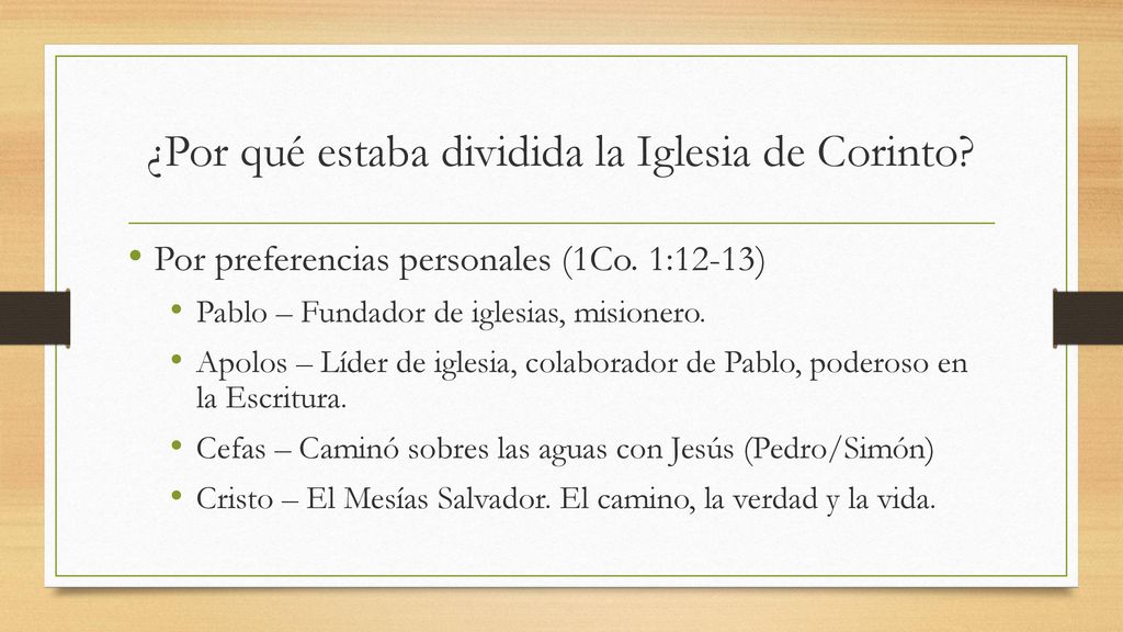 ¿Por qué estaba dividida la Iglesia de Corinto