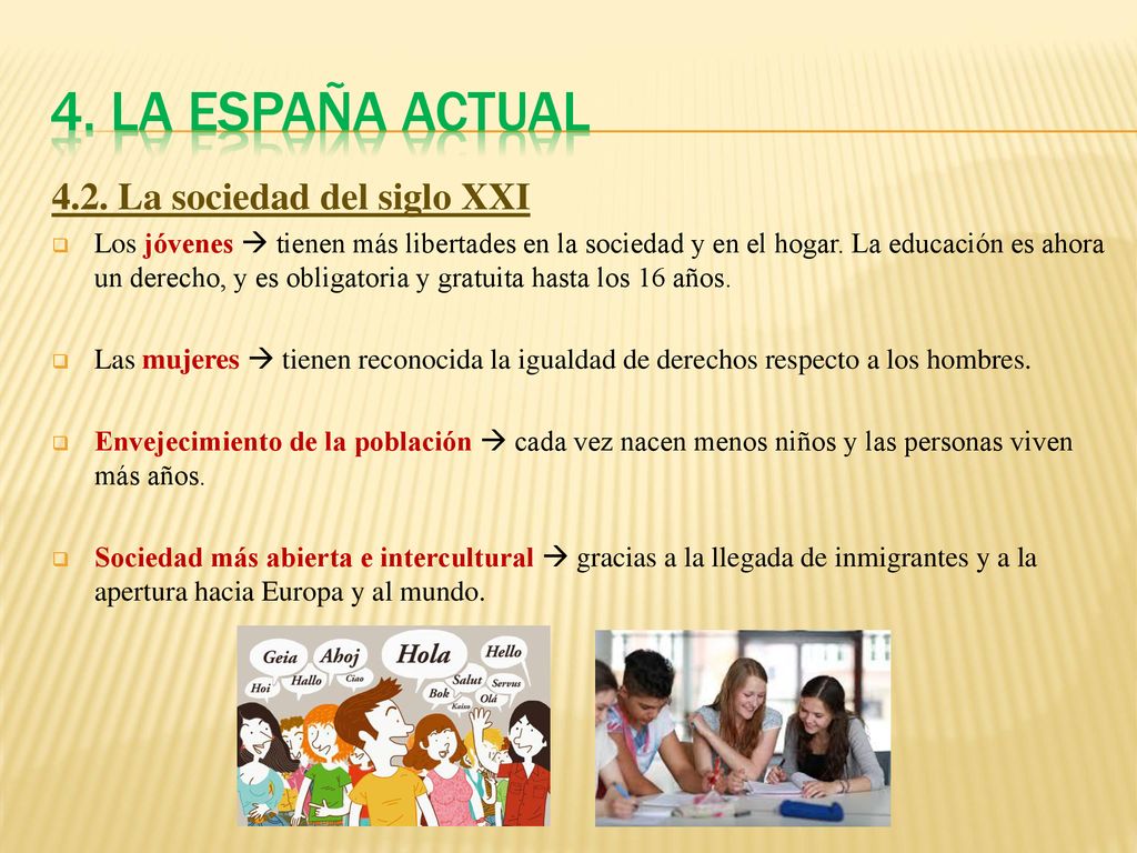4. LA ESPAÑA ACTUAL 4.2. La sociedad del siglo XXI
