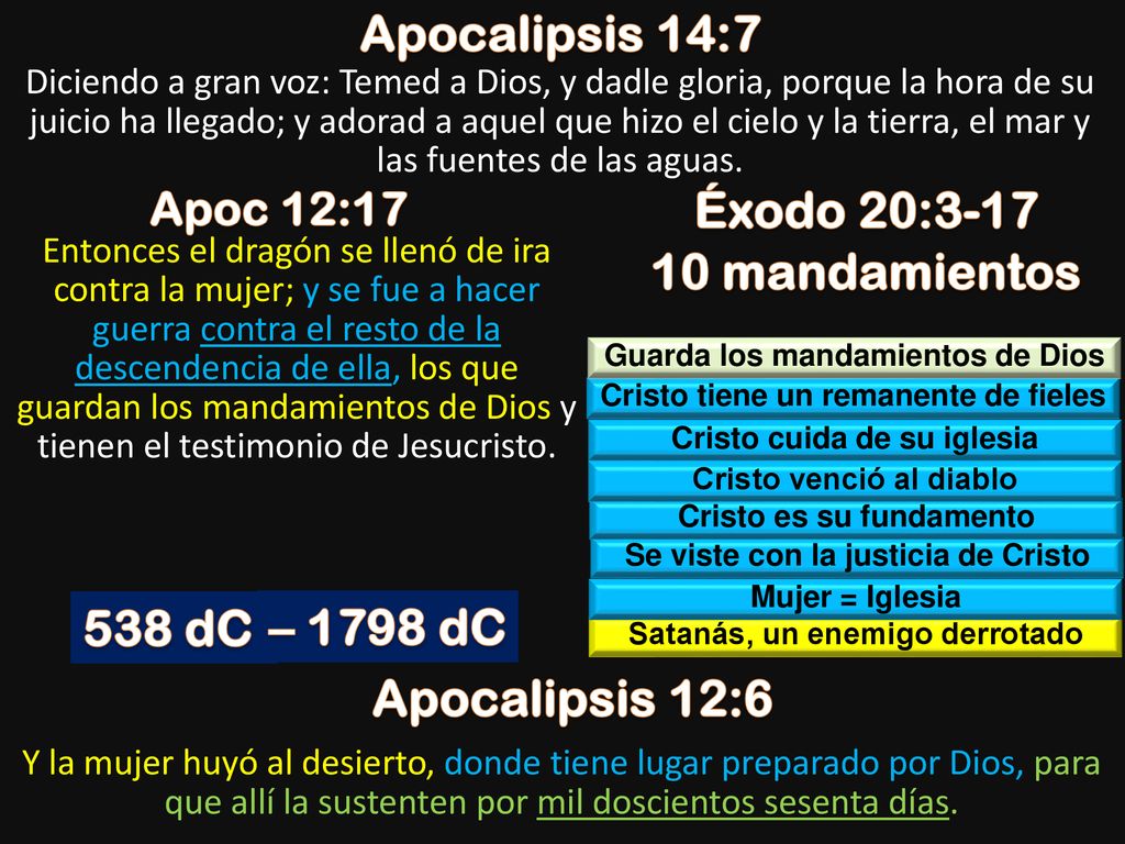 Apocalipsis 14:7 Éxodo 20: mandamientos 538 dC – 1798 dC