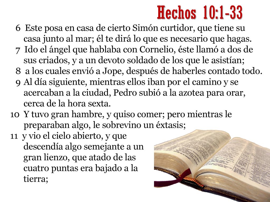 Hechos 10: Este posa en casa de cierto Simón curtidor, que tiene su casa junto al mar; él te dirá lo que es necesario que hagas.