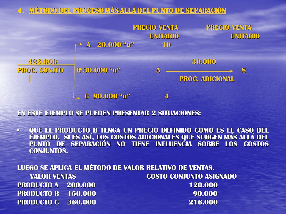 4. MÉTODO DEL PROCESO MÁS ALLÁ DEL PUNTO DE SEPARACIÓN