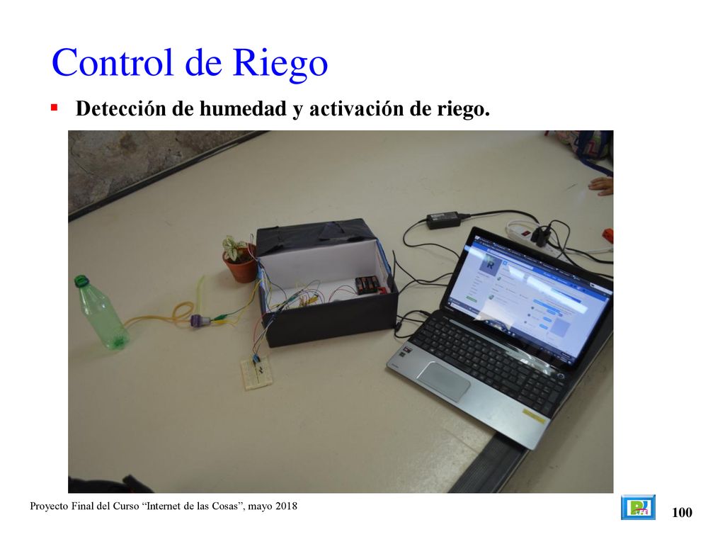 Control de Riego Detección de humedad y activación de riego. 100