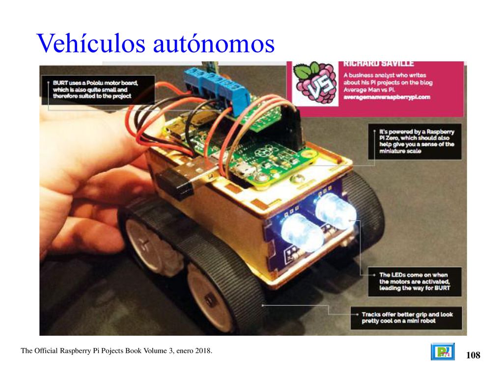 Vehículos autónomos The Official Raspberry Pi Pojects Book Volume 3, enero