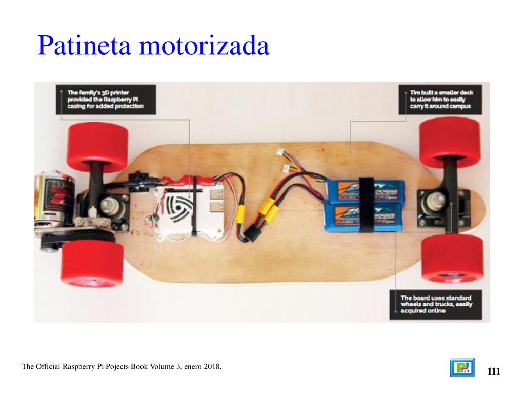 Patineta motorizada The Official Raspberry Pi Pojects Book Volume 3, enero