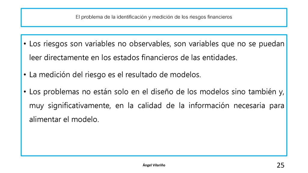 El problema de la identificación y medición de los riesgos financieros