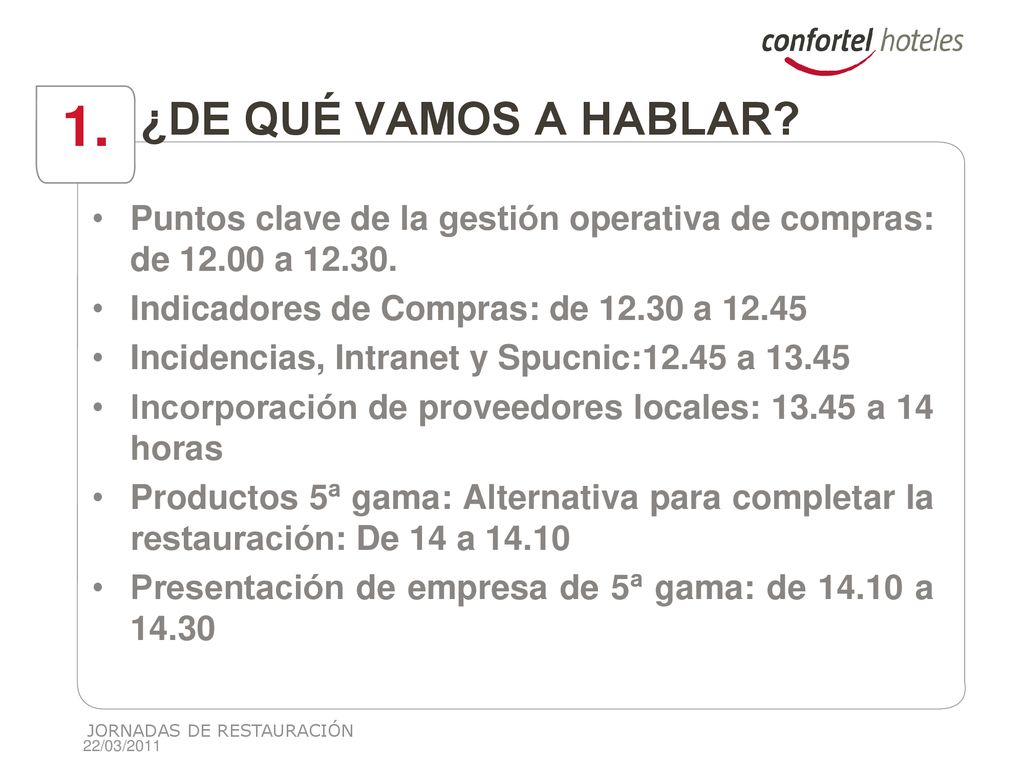 1. ¿DE QUÉ VAMOS A HABLAR Puntos clave de la gestión operativa de compras: de a Indicadores de Compras: de a