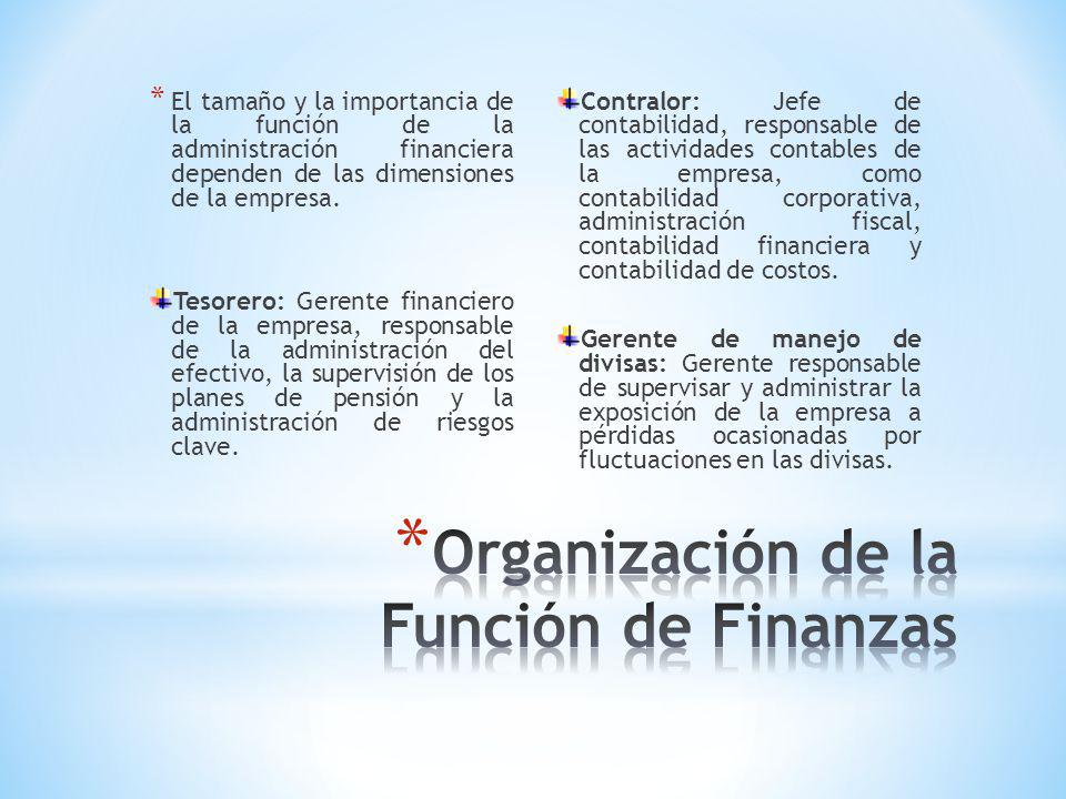 Organización de la Función de Finanzas