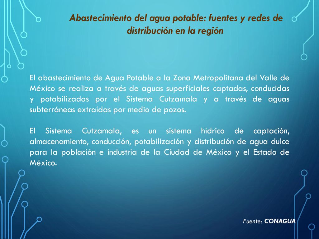 Abastecimiento del agua potable: fuentes y redes de distribución en la región