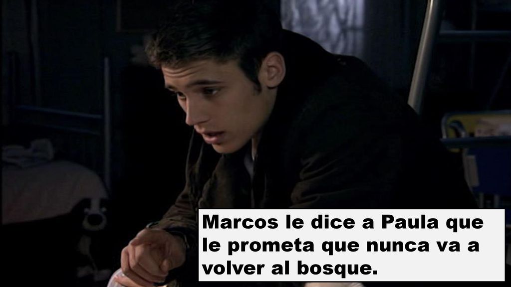 Marcos le dice a Paula que le prometa que nunca va a volver al bosque.