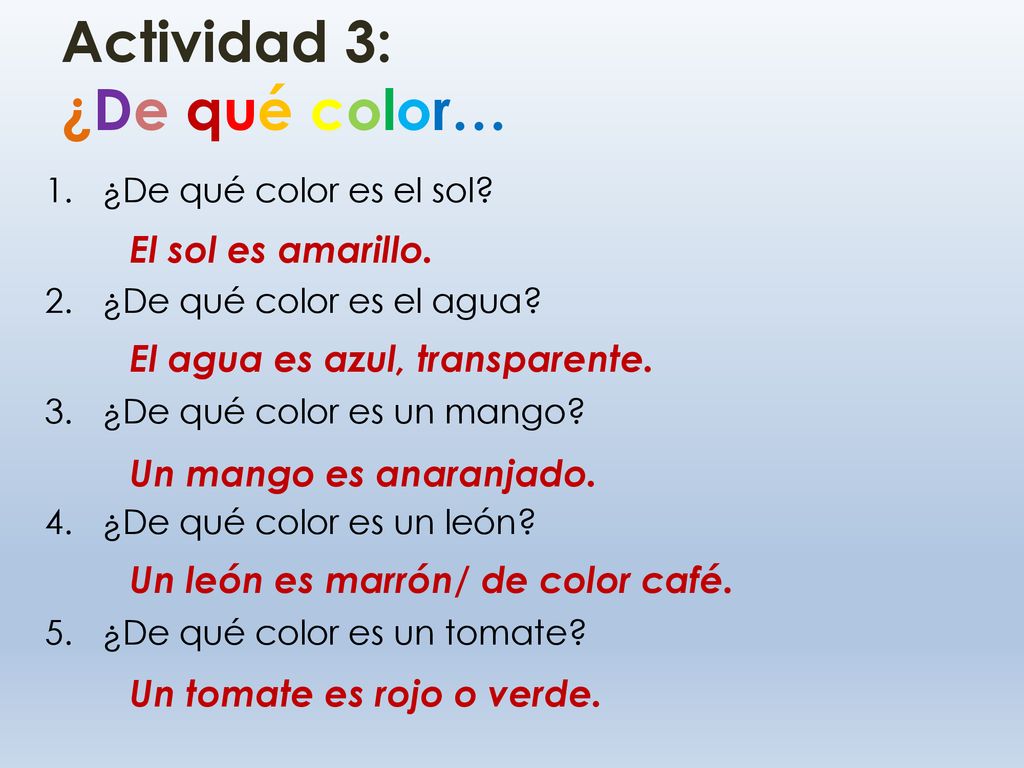 Actividad 3: ¿De qué color…