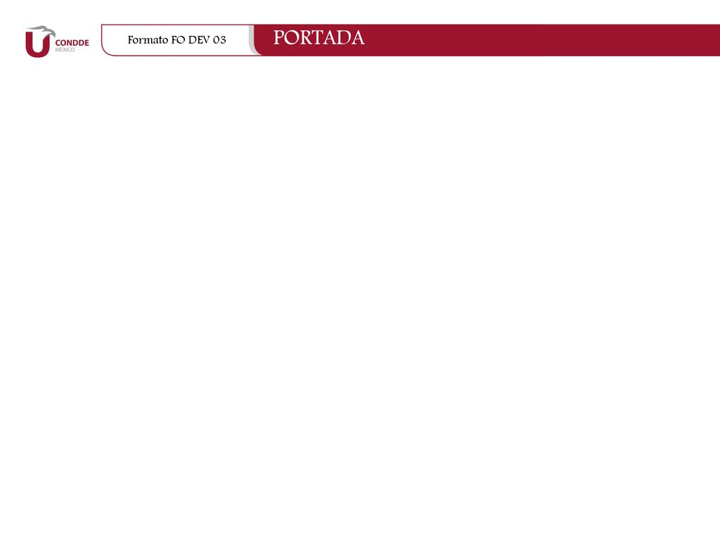 Formato FO DEV 03 PORTADA Formato FO DEV 03 Formato FO DEV 03