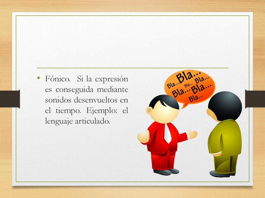 Fónico. Si la expresión es conseguida mediante sonidos desenvueltos en el tiempo.