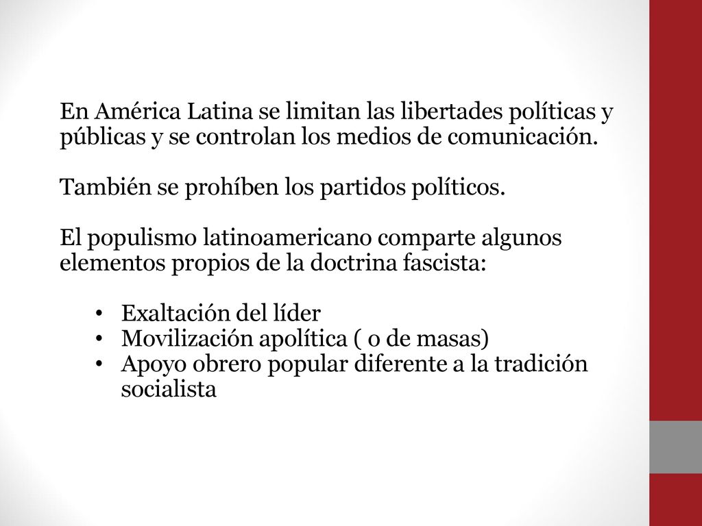 En América Latina se limitan las libertades políticas y públicas y se controlan los medios de comunicación.
