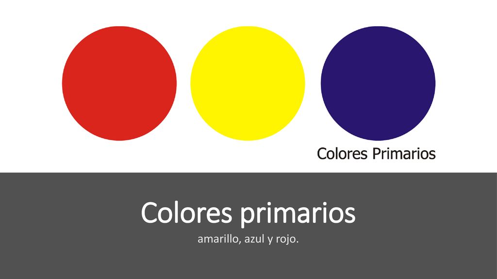 Colores primarios amarillo, azul y rojo.