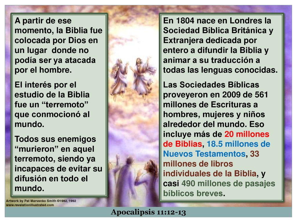 A partir de ese momento, la Biblia fue colocada por Dios en un lugar donde no podía ser ya atacada por el hombre.