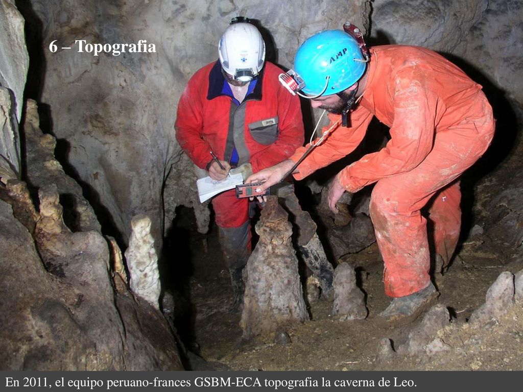 6 – Topografia En 2011, el equipo peruano-frances GSBM-ECA topografia la caverna de Leo.