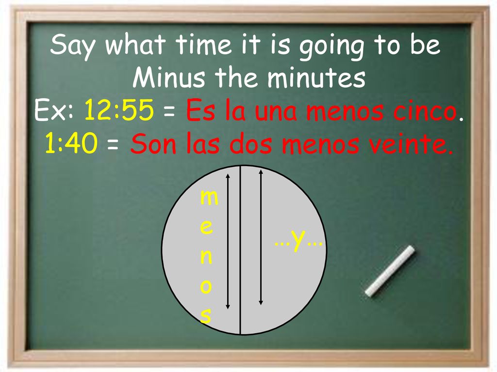 Say what time it is going to be Minus the minutes