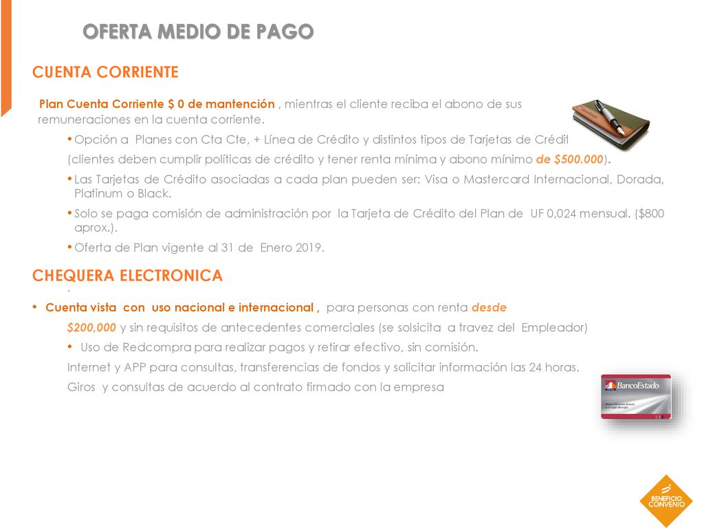OFERTA MEDIO DE PAGO CUENTA CORRIENTE CHEQUERA ELECTRONICA