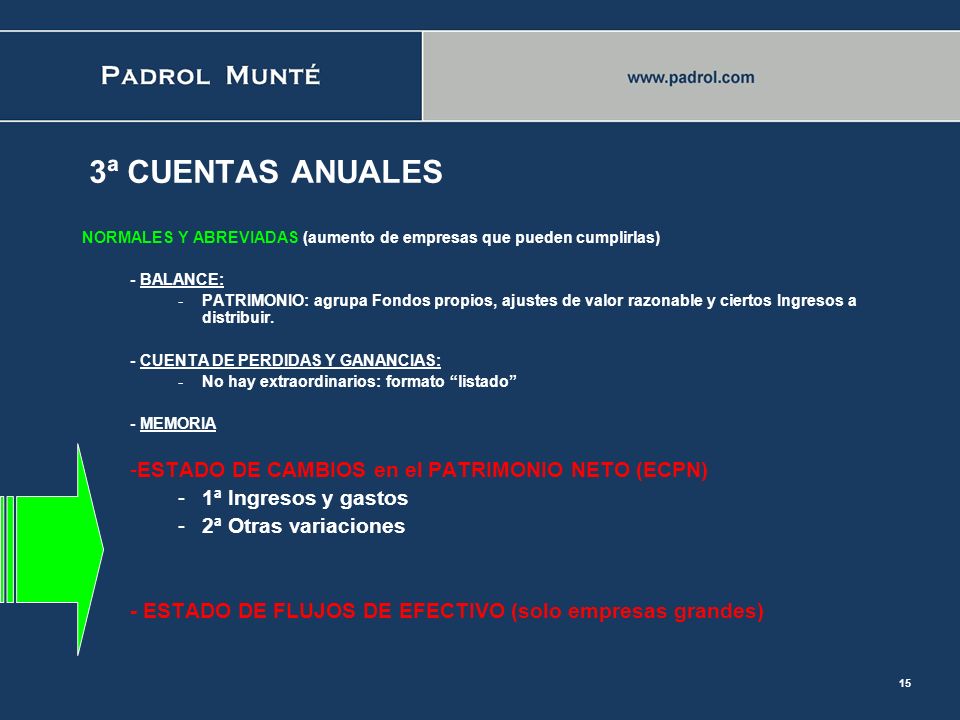 3ª CUENTAS ANUALES ESTADO DE CAMBIOS en el PATRIMONIO NETO (ECPN)