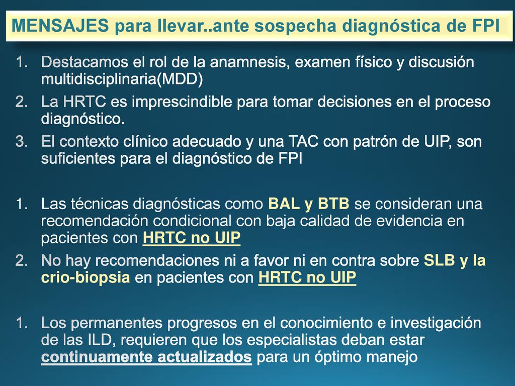 MENSAJES para llevar..ante sospecha diagnóstica de FPI