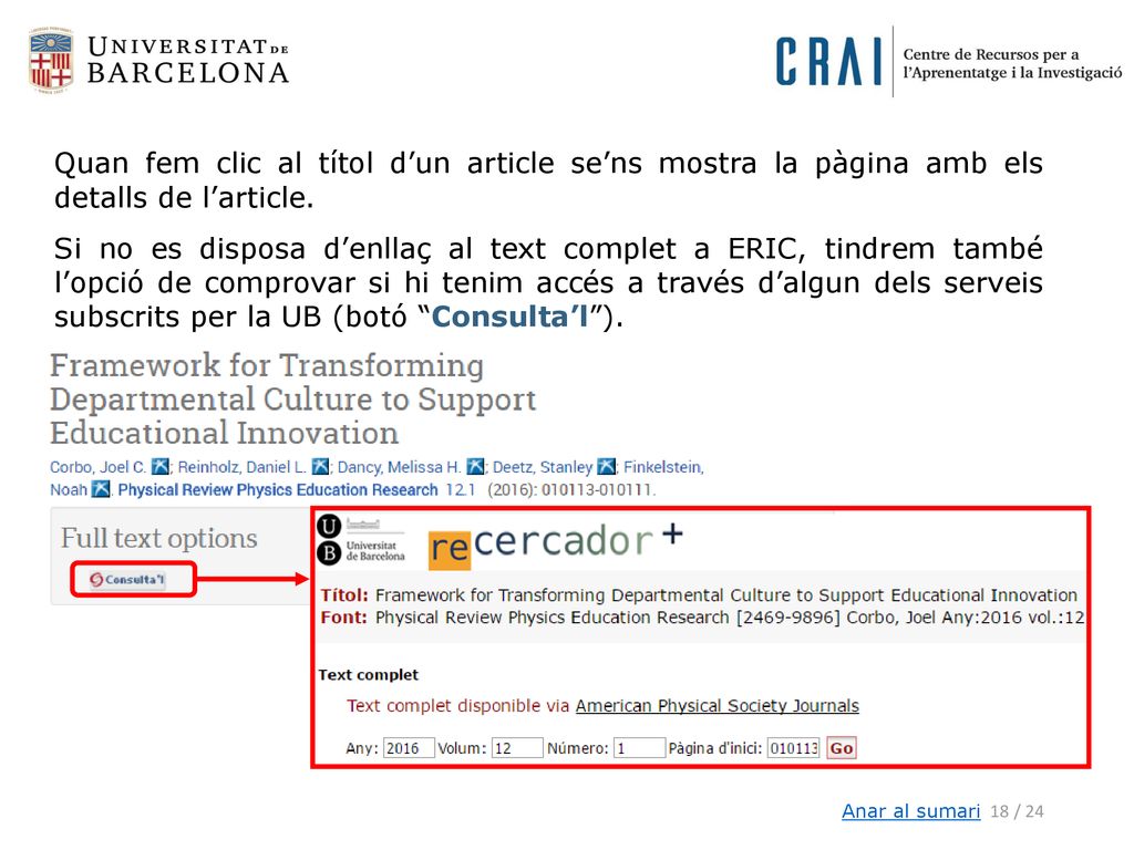 Quan fem clic al títol d’un article se’ns mostra la pàgina amb els detalls de l’article.