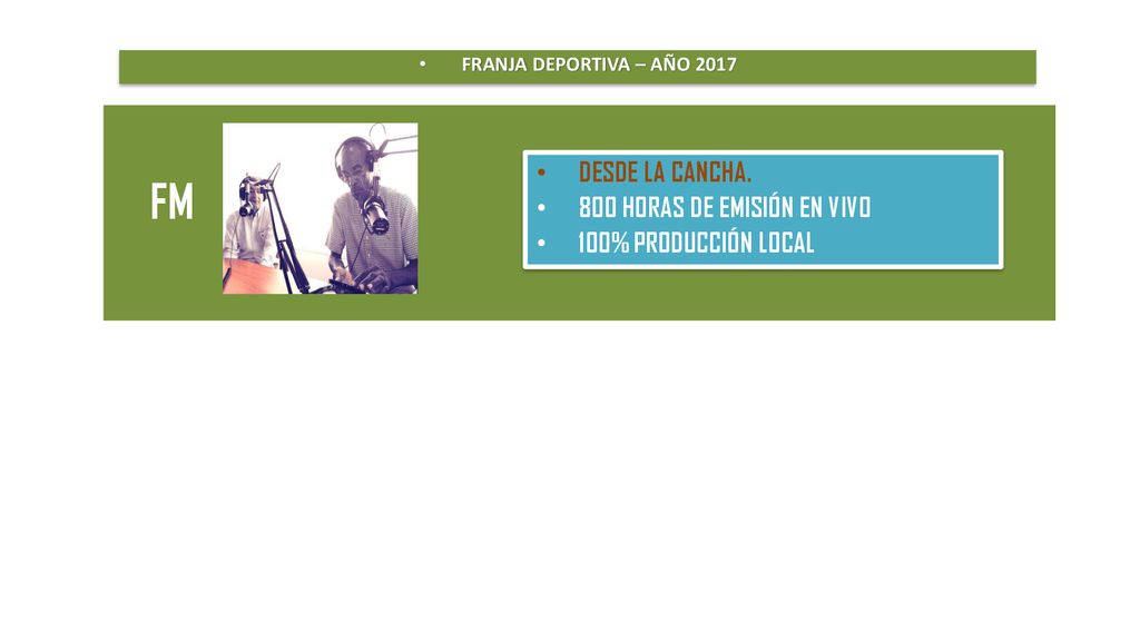 FM DESDE LA CANCHA. 800 HORAS DE EMISIÓN EN VIVO 100% PRODUCCIÓN LOCAL