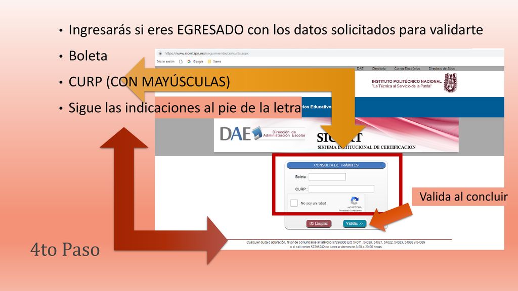 Ingresarás si eres EGRESADO con los datos solicitados para validarte